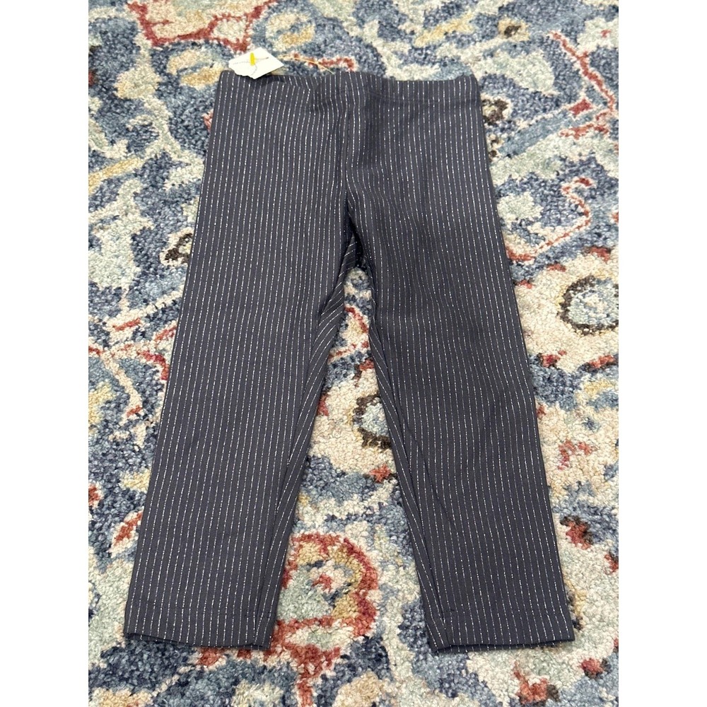 Tea Collection Striped Leggings Girls 2T Gray Silver Metallic Sparkle NWT